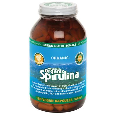 Green Nutritionals Mountain Organic Spirulina 520mg 180vc